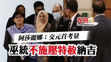 Photo of 阿莎麗娜：交元首考量  巫統不施壓特赦納吉