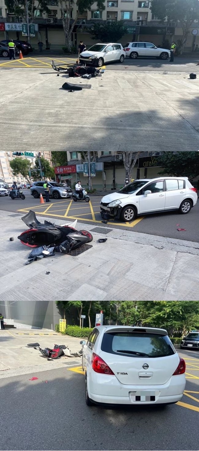 王瞳前往林口拍戲出車禍轎車車頭全毀