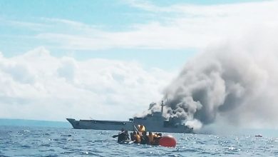 Photo of 印尼軍艦失火 拖船剛好經過救119船員