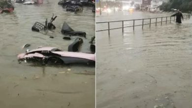 Photo of 暴雨襲上海 高架橋變河 開車如開船