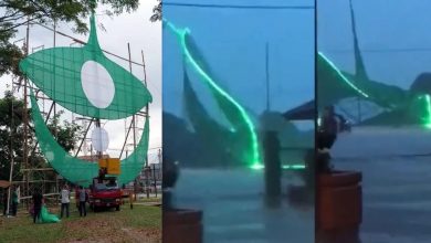 Photo of 支持者2星期精心打造 一場暴雨 伊黨巨型風箏倒了