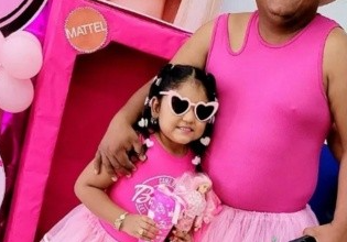Photo of 為讓女兒開心 父：穿粉紅也一樣man！