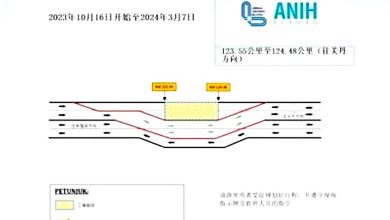 Photo of 東海岸大道往關丹第124公里 16日起關閉改用逆向車道