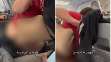 Photo of 搭飛機上廁所被阻止  女乘客走道上脫褲尿尿