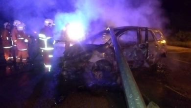 Photo of 轎車撞上路燈後失火  男嬰當場燒死 2人燒傷