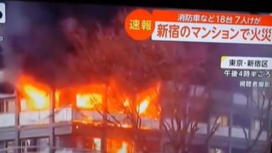 Photo of 日本東京新宿12層大樓驚傳火警 狂冒黑煙7人受傷