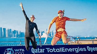 Photo of 海上網球表演賽 兩大滿貫冠軍很開心