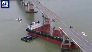 Photo of 貨船撞斷廣州南沙大橋 有車墜海 傷亡未明