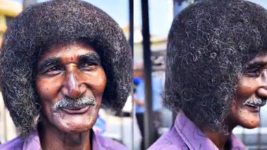 Photo of “留了40年，自己弄的”  男子一頭奇髮像戴頭盔