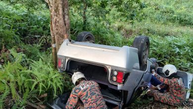 Photo of 疑失控打滑翻覆山溝  退役軍人車禍亡