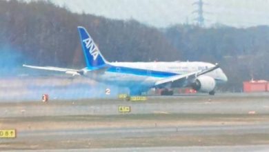 Photo of 降落北海道時 全日空客機機翼冒煙