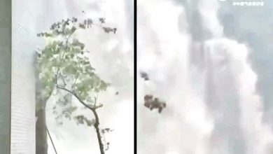 Photo of 中國中山多地暴雨洪澇 大學醫院出現巨大瀑布