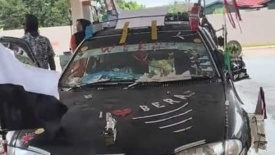 Photo of 車身亂貼紙板雕像 網民: JPJ不捉嗎?
