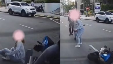 Photo of 【視頻】過馬路不看車 女子被撞連累騎士翻覆