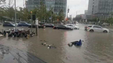 Photo of 首次3天內登陸2個颱風 上海暴雨地鐵站積水及膝