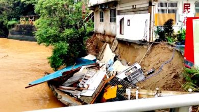 Photo of 日沖繩及鹿兒島暴雨 民宿局部倒塌掉入河