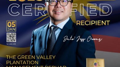 Photo of The Green Valley Plantation Management Berhad (TGVY) 创办人兼执行董事 DATO JEFF拿督钟岩般 荣获马来西亚拿督基金会荣誉认证