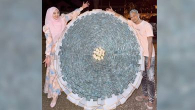 Photo of 3万钞票花束送丈夫 妻: 感恩9年牺牲奉献
