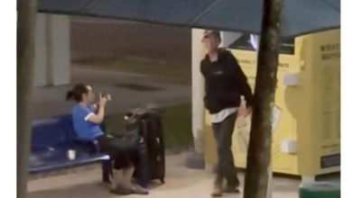 Photo of 1人爬入箱1人筛选 男女擅取回收箱衣物