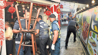 Photo of 无牌营业占用人行道 槟3餐馆被充公设备