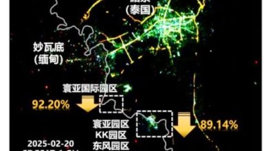 Photo of 夜间光亮度明显降低 卫星图显示妙瓦底断电成效