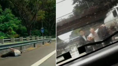 Photo of 男子受伤躺快速公路 2好心司机停车帮忙