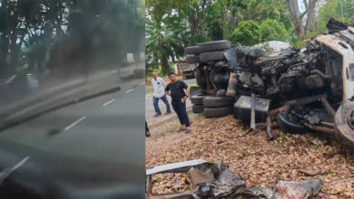 Photo of 混凝土搅拌罗厘爆胎 失控“飞”至反方向
