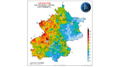 Photo of 北京罕现14级阵风 部份地铁航班受影响