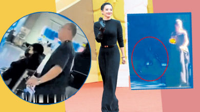 Photo of 章子怡下台被电线绊倒重摔 坐轮椅搭高铁