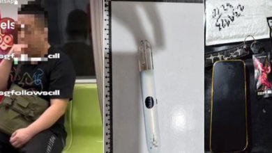 Photo of 法院外公然吸“丧尸烟弹”电子烟  13岁少女与卖家夫妇被捕