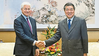 Photo of 何立峰晤摩根大通CEO 欢迎美企深化对华合作
