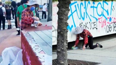 Photo of 洛杉矶暴乱街头现“捡瓶阿嫲” 骚乱中最淡定之人