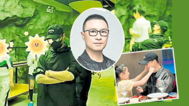 Photo of 汪峰 父亲节带3娃累趴