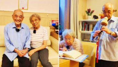 Photo of 102岁“文艺爷爷”养老院里表白 成功牵手85岁奶奶