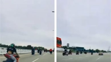 Photo of 占用槟二桥车道 警查摩多队伍