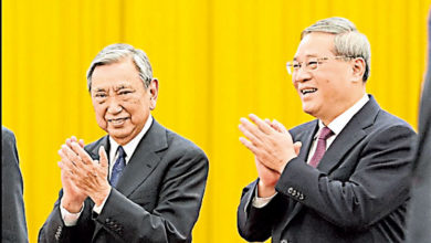 Photo of 李强晤河野洋平 冀中日深化合作
