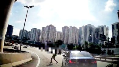 Photo of 老翁从容横跨高速路 网民:他是熟脸孔