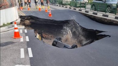 Photo of 狮城路陷现巨洞吞1轿车    交通陷亂女车主被送院治疗