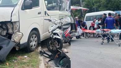 Photo of 恐怖连环撞！罗里疑失控撞客货车  客货车再猛撞摩多