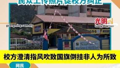 Photo of 太平国小10多面国旗倒挂    校方澄清指风吹非人为