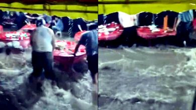 Photo of 喜宴遇暴雨秒变流水席 宾客滑倒 椅子冲走 超狼狈