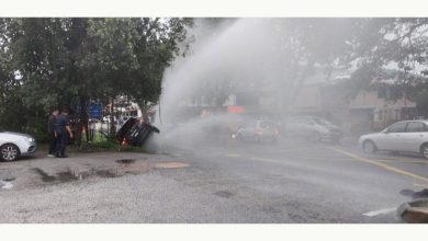 Photo of 轿车撞破水管 维修6小时恢复水供