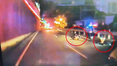 Photo of 无驾照骑摩多挂假车牌 闯路障撞护栏情侣双亡