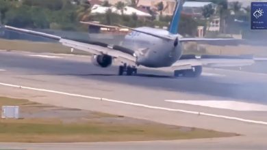 Photo of 波音737客机降落时主起落架折断 加勒比岛屿圣马丁机场关闭