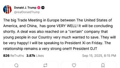 Photo of 特朗普：将与习近平通话 暗示双方就TikTok达成协议