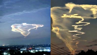 Photo of 罕见！北京暴雨后见“七彩火箭云”