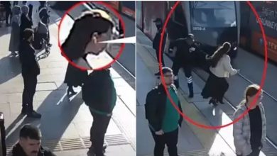 Photo of 女戴耳机闯轻轨险被撞  保安神速拉回一命