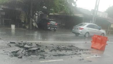 Photo of 海墘路龟裂渗水 槟市厅紧急封锁路段