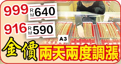 Photo of 999漲至RM640 916漲至RM590 金价两天两度调涨