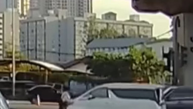 Photo of 图插队被指示排队未速剎车 休旅车撞得交警连退好几步
